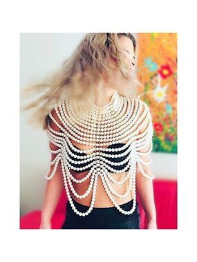 Queen Pearl Body Chain Sexy Bra Fashion Shoulder Necklaces Harness Jewelry Class
